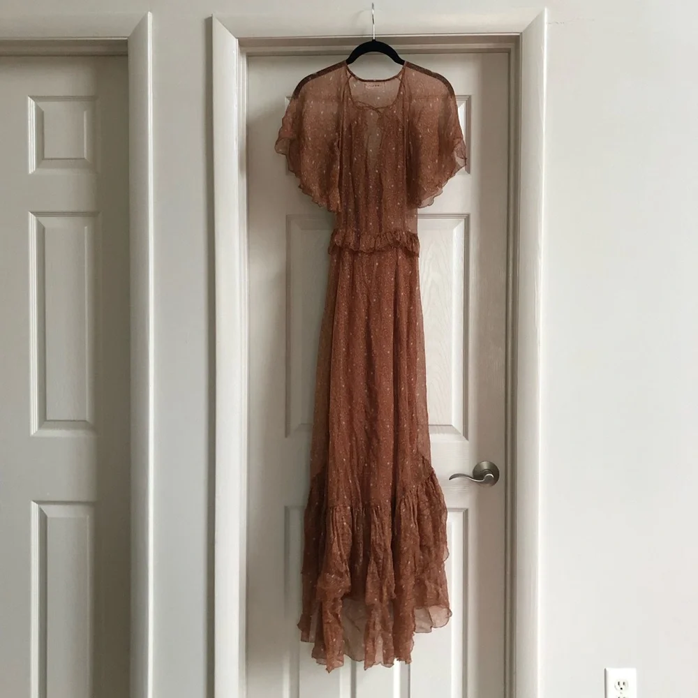 ✨SOLD✨ DÔEN antoinette silk dress warm autumnal tamarillo paisley S - Picture 14 of 16